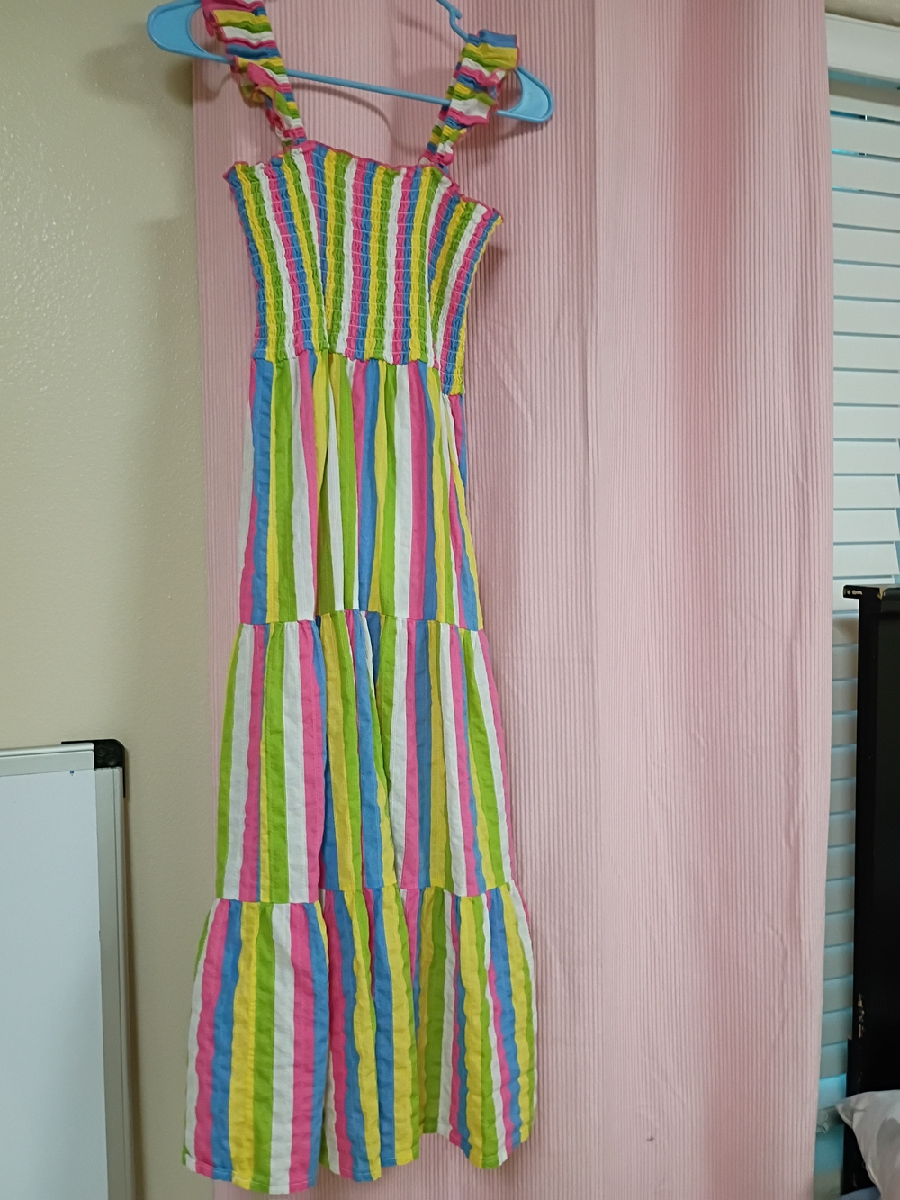 Zunie Girls Rainbow Stripe Smocked Maxi Dress Size 14/16